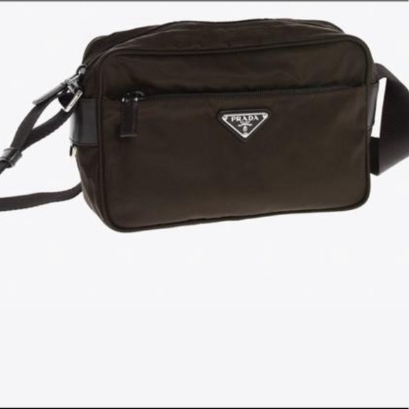 Prada Brown Nylon Crossbody Rectangular Messenger Bag - Camera Bag Unisex - Picture 1 of 12